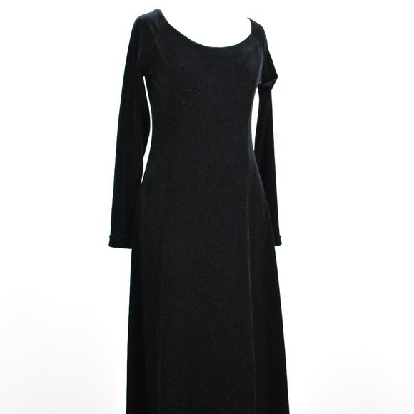 Vintage  Moda Intl Black Velvet Long Dress - Picture 1 of 5